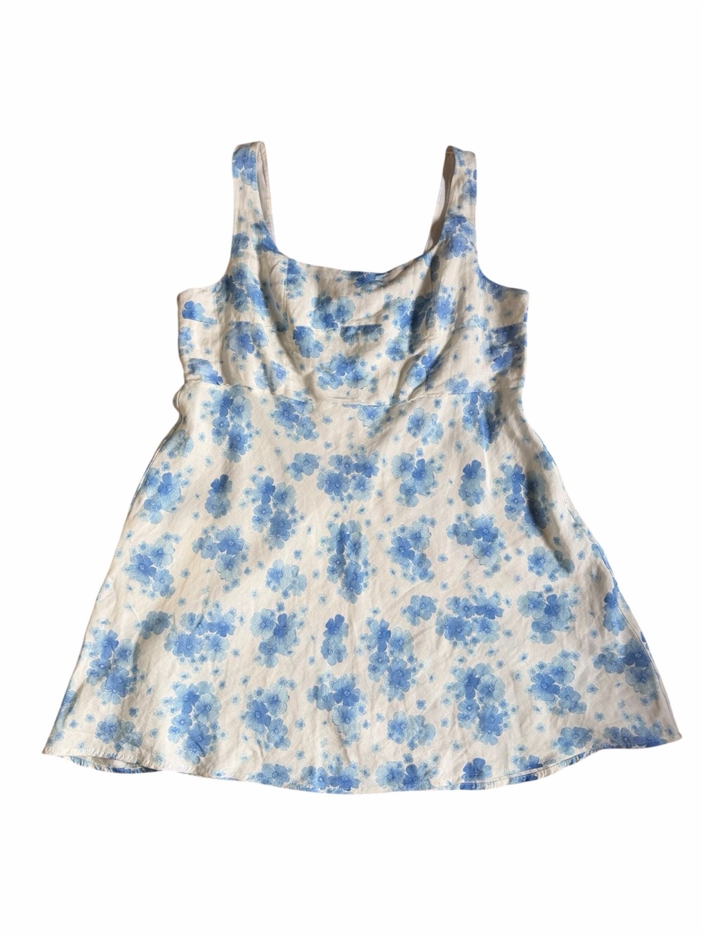 RIXO Ronan Blue Floral Print Linen Blend Mini Dress 2XL